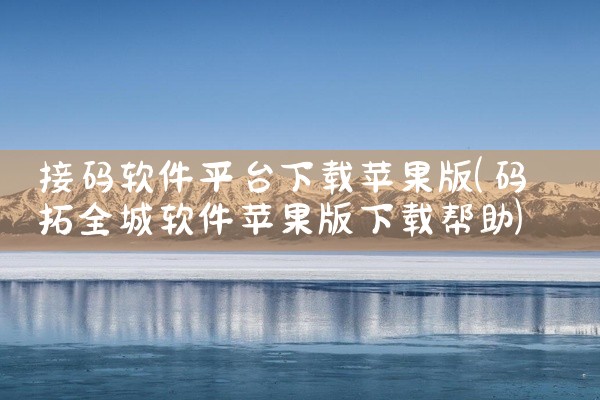 接码软件平台下载苹果版